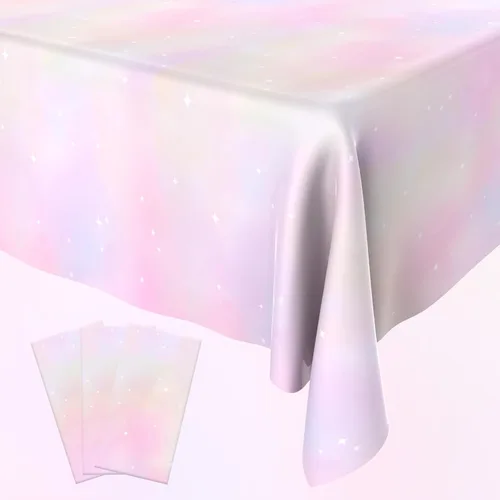 Vista 8 de Bsofing Mantel desechable de arcoíris pastel, 2 piezas, mantel rectangular de plástico impermeable para picnic, cumpleaños, aniversario, boda
