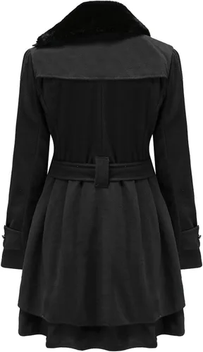Vista 2 de Chaqueta casual de lana gruesa de doble botonadura con solapa para mujer