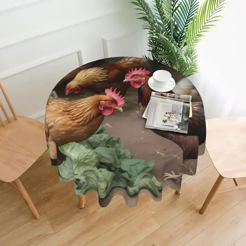 Vista 11 de Mantel redondo de 60 pulgadas impermeable con estampado de bulldogs ingleses, mantel circular para cocina, comedor, arrugas, mantel redondo