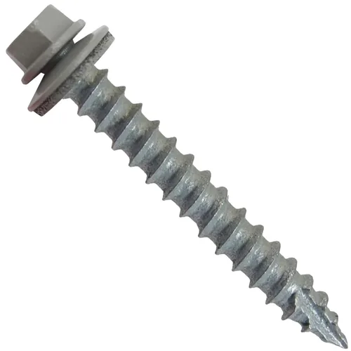 Vista 35 de TORNILLOS PARA TECHOS DE METAL #14: (250) Tornillos x 1" ABC GRIS Tornillo para techo de chapa metálica con cabeza hexagonal y arandela.