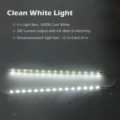 Vista 2 de Kit de barra de luz con pantalla LED, (4) tiras de luces conectables enchufables de 16 pulgadas para gabinete de exhibición grande, serie + conexión