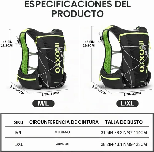Vista 2 de INOXTO - Chaleco de hidratación, mochila ligera para correr en el agua, con bolsa de vejiga de agua de 1.5 litros, mochila para senderismo