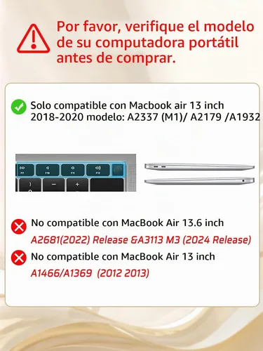 Vista 3 de Seorsok - Funda compatible con MacBook Air de 13 pulgadas 2022 2021 2020 2019 2018 versión A1932 A2179 M1 A2337 Touch ID, elegante carcasa rígida