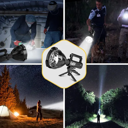 Vista 6 de Superbright - Linterna LED recargable de gran tamaño, 4 modos, de alta potencia, portátil, impermeable, reflector para camping, caza al aire libre
