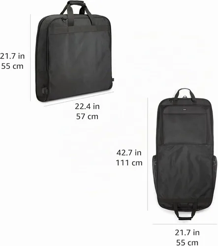 Vista 5 de Amazon Basics Bolsa de ropa de tres pliegues, Negro -, Viajes