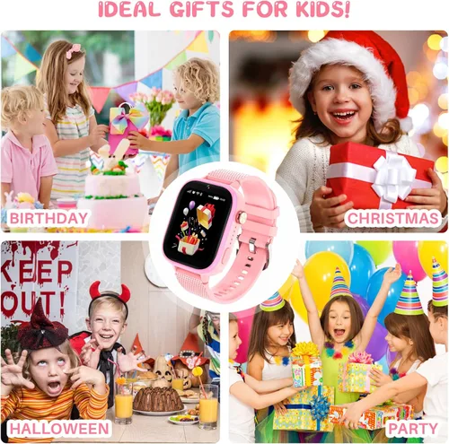 Vista 3 de OKYUK Reloj inteligente para niños, regalo para niñas de 5 a 12 años, reloj 4G para niños, 47 juegos, función de llamada bidireccional con pantalla
