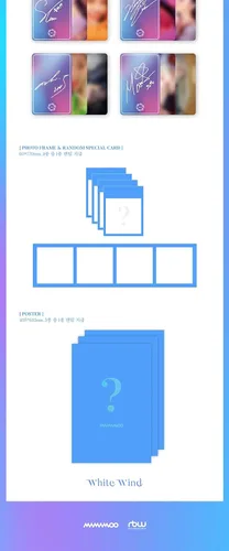 Vista 3 de Mamamoo - Viento blanco 9 álbum de CD folleto de 82p 1p tarjeta fotográfica 1p marco de fotos y tarjeta especial seguimiento K-POP sellado