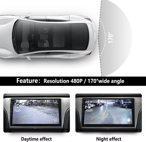 Vista 5 de Cámara de respaldo para matrícula, cámara de visión trasera de noche HD con 8 LED, cámara de visión trasera para auto de 170° de ángulo amplio