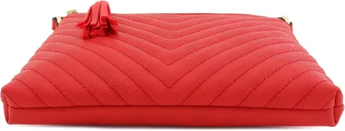 Vista 4 de Bandolera o bolsa mediana con patrón triangular, de estilo cruzado, acolchada y con borla