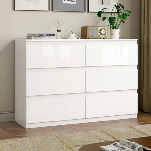 Vista 10 de Cómoda de madera negra para dormitorio, 5 cajones para almacenamiento de ropa, cómoda moderna con cajones anchos, cómoda de madera amplia para sala