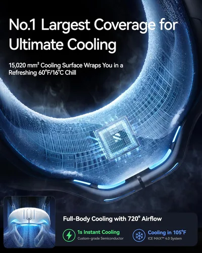 Vista 4 de RANVOO AICE LITE Plus 2025 Max Flujo de Aire de Enfriamiento [No.1 Más Fresco y Duradero] Aire Acondicionado para el Cuello, Ventilador de Cuello