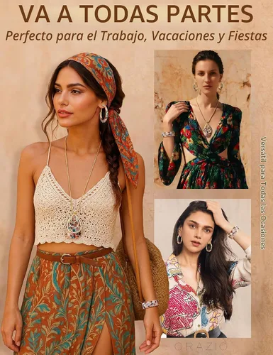 Vista 6 de Conjunto de Joyería de Acrílico ORAZIO para Mujeres, Collar, Pendientes de Resina Estilo Boho, Pulsera