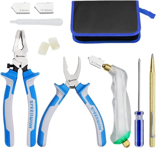 Vista 8 de SPEEDWOX 10 alicates para correr de vidrio resistente, alicates con puntas de goma adicionales, herramienta profesional de corte de vidrieras