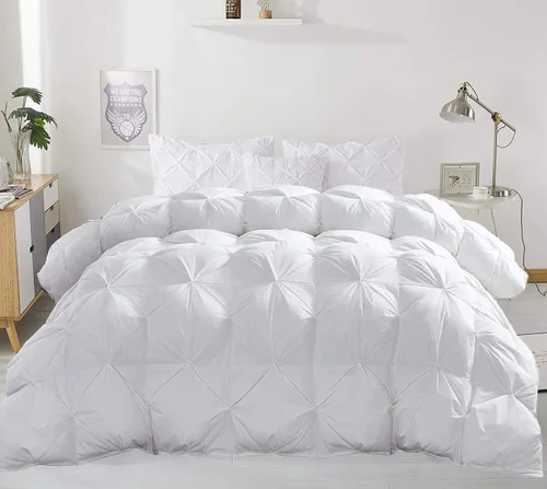 Vista 18 de Juego de edredón plisado para todas las estaciones, 21.16 oz/m², 3 piezas (edredón + 2 fundas de almohada), relleno de edredón de algodón egipcio