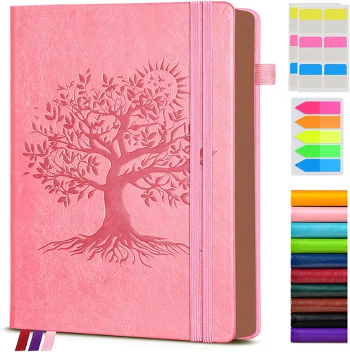 Vista 42 de Diario vintage de cuero con 300 páginas numeradas, diario rayado A4 para hombres y mujeres, diarios para escribir, cuaderno de rayas universitarias
