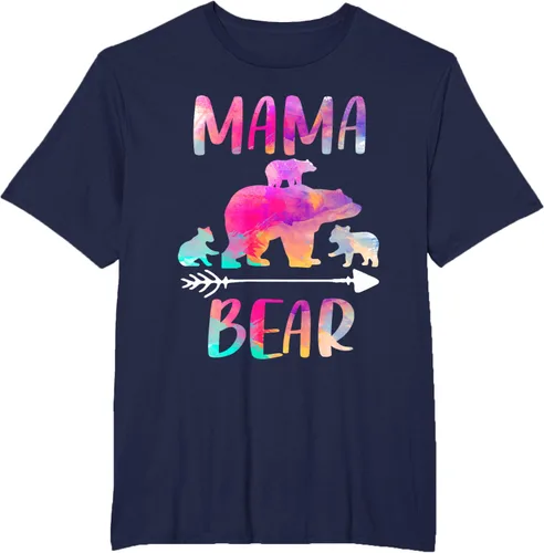 Vista 15 de Bear Matching Family Outfits, Funny Mama Bear Three Cubs T-Shirt Negro