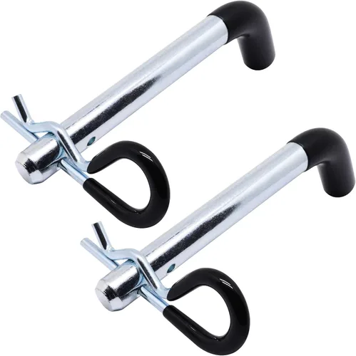 Vista 6 de 2 piezas de pasador de enganche de remolque, pasador de enganche de remolque de 1/2" para tractor con clip, pasadores de remolque con mango negro