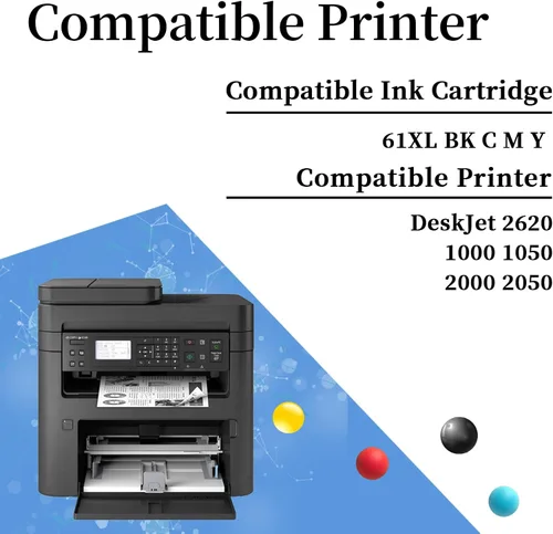 Vista 2 de 61XL 61 - Cartuchos de tinta compatibles con HP 61XL 61 cartuchos de tinta de alto rendimiento para impresoras HP DeskJet 2620 1000 1050 2000 2050