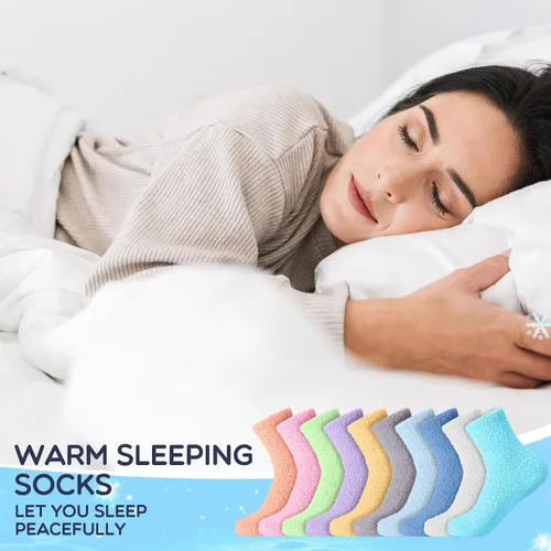 Vista 4 de Toulite 80 pares de calcetines de invierno mullidos para mujeres y niñas, a granel, para donaciones benéficas, antideslizantes, largos y esponjosos