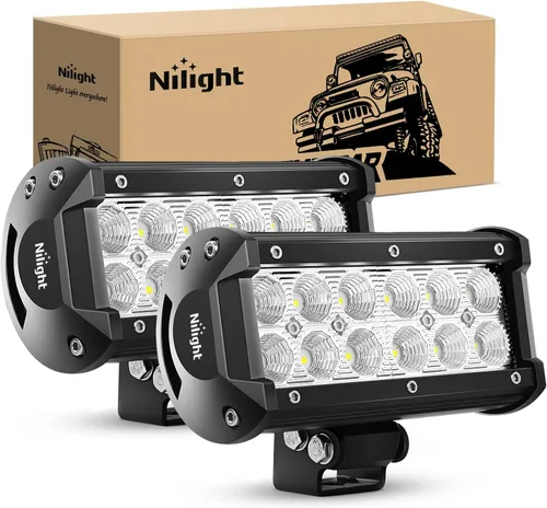 Vista 11 de Nilight Barra de luz LED con cubiertas ámbar/negras, 2 unidades de 36 W 6.5 pulgadas, luces todoterreno superbrillantes para conducción, niebla