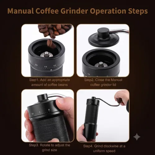 Vista 3 de Molinillo de café manual con molinillos cónicos de acero inoxidable de 7