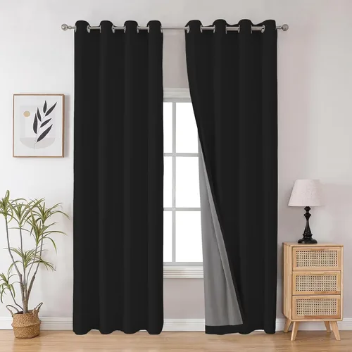 Vista 20 de Joydeco - Juego de 2 paneles de cortinas opacas de 63 pulgadas, 2 cortinas largas con aislamiento térmico burg, cortinas de oscurecimiento