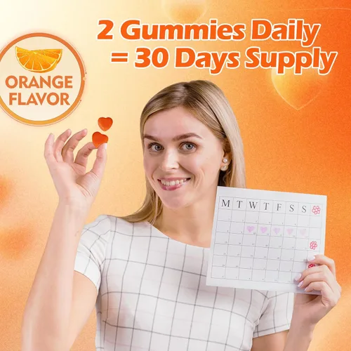 Vista 5 de Gomitas de luteína (60 gomas). Gomitas para ojos con luteína (28.5 mg), zeaxantina y vitamina A (paquete de 30 días), sabor naranja, vegano, sin