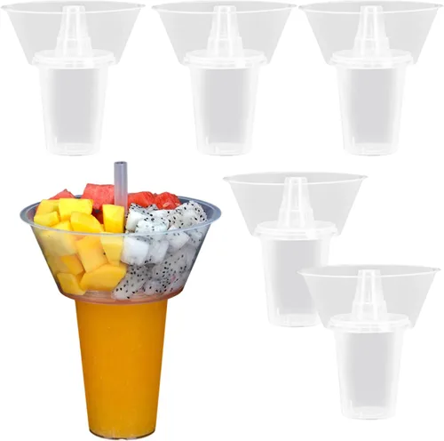 Vista 10 de Hemoton Combinación de taza de aperitivos con soporte para bebidas y cuenco de papas fritas de 6.49 pulgadas para fiestas, uso diario, 5