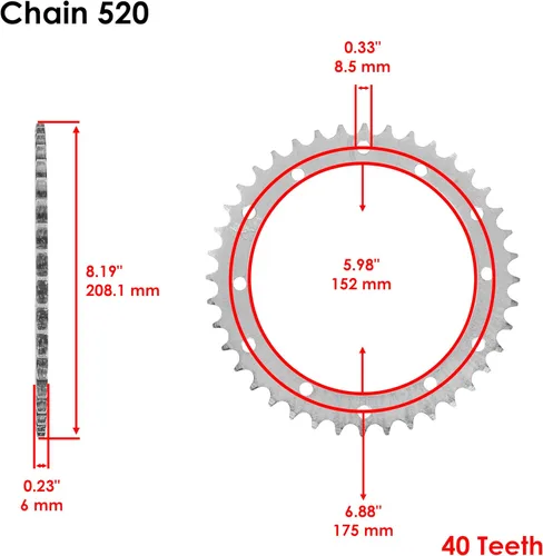 Vista 2 de Caltric Piñón de cadena de rueda trasera compatible con Yamaha 660 Raptor YFM660 2001-2005 40 dientes