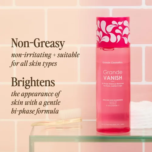 Vista 4 de Grande Cosmetics Removedor de maquillaje para maquillaje impermeable y de larga duración, 3.4 onzas Makeup Vanish elimina el maquillaje a base
