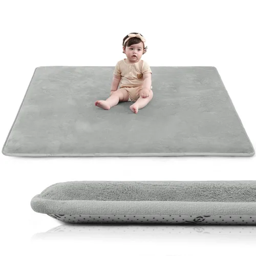 Vista 30 de Tapete de juego ultra suave para bebé, tapete redondo de espuma elástica de 1.3 pulgadas de grosor de 47 pulgadas para niños pequeños, parte trasera