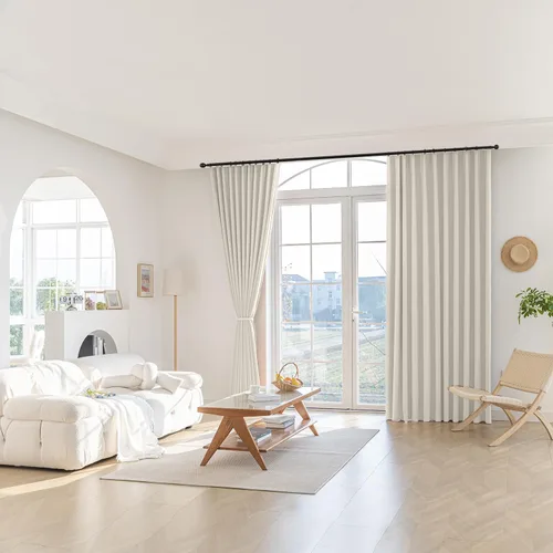 Vista 10 de Sanceor Cortina extra larga de textura suave de 132 pulgadas de largo, 1 panel negro, aislamiento térmico, oscurecimiento de la habitación, cortina