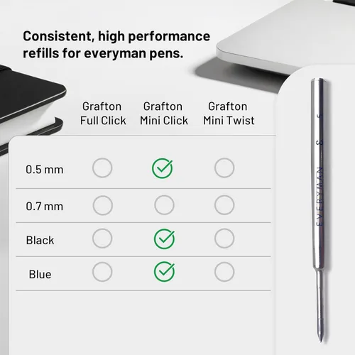 Vista 7 de Recargas de bolígrafo de gel Everyman Blue Grafton Premium, punta fina de 0,5 mm, cartucho de tinta de metal de escritura suave, compatible con Azul