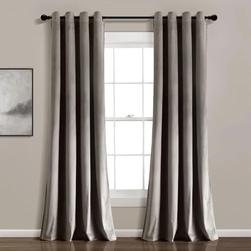 Vista 8 de Lush Decor Prima Velvet - Par de paneles de cortinas de ventana de terciopelo sólido con filtro de luz, 38" de ancho x 84" de largo, negro