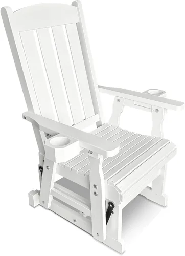 Vista 15 de Fortune Candy Planeador de madera para patio para una persona, con respaldo alto y asiento contorneado profundo, madera de abeto maciza, resistente