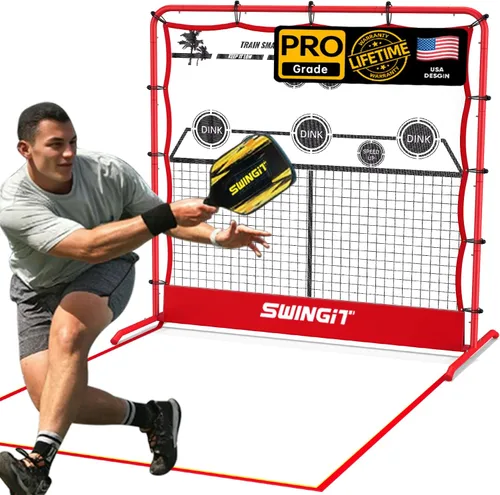 Vista 8 de Red de práctica de pickleball con mini red de pickleball pequeña de 6 pies, sistema de entrenamiento individual portátil para manos delanteras
