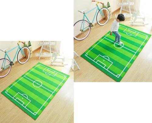 Vista 3 de FUNS Alfombra de campo de fútbol para niños, alfombra de campo de fútbol, alfombra de juego para niños y niñas, decoración del hogar, sala temática