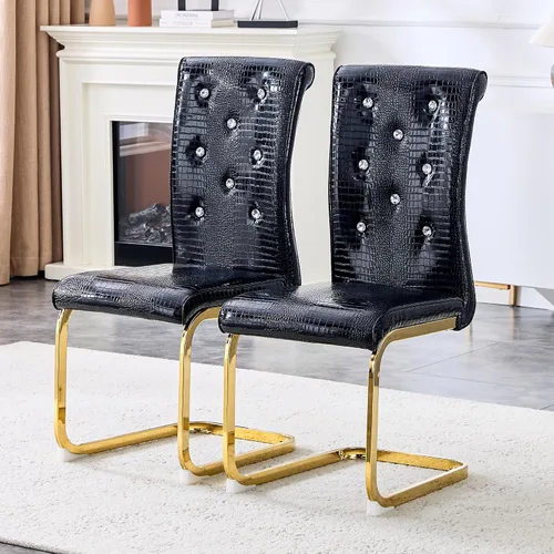Vista 29 de gopop Juego de 2 sillas de comedor Juego de sillas de cocina modernas Cojín de piel sintética Patas de metal de alta resistencia Respaldo