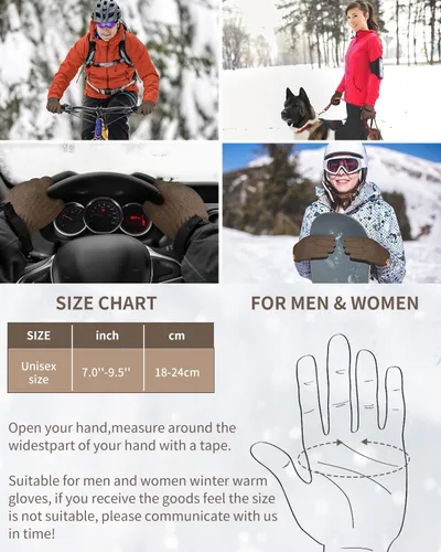 Vista 5 de Guantes térmicos de invierno, forro polar, para pantalla táctil, elásticos, cálidos, para correr, ciclismo, equitación, hombres y mujeres