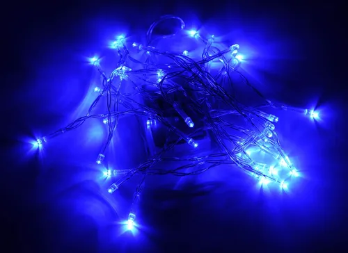 Vista 3 de Cadena Karlling de luces LED azules operadas con batería, 40 unidades, para decoración de boda, fiesta, Navidad, color azul 13ft 40 LED blue