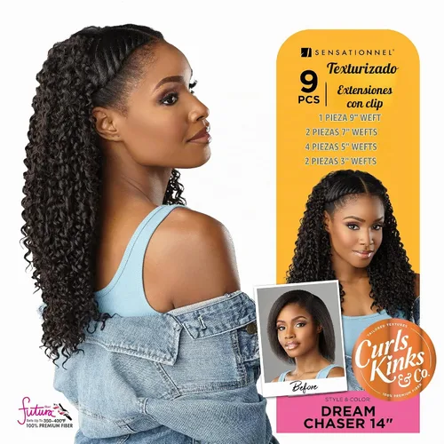 Vista 3 de Sensationnel Curls Kinksandco Clip in-Dream Chaser 14 pulgadas, 1 JETBLACK