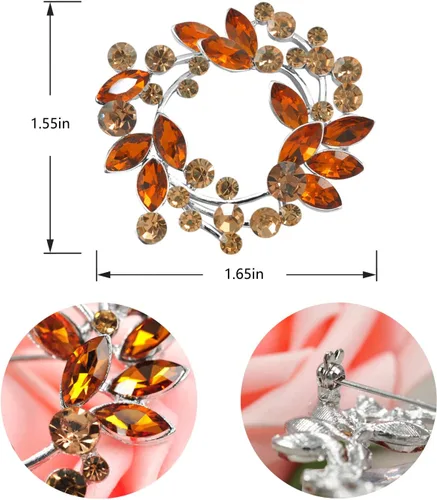 Vista 4 de Gyn&Joy Broche de cristal transparente de la corona floral del Rhinestone BZ005