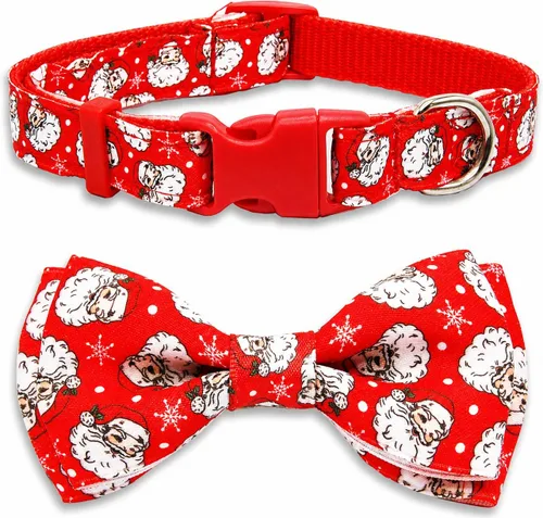 Vista 12 de Collar de perro de Halloween con corbatín, collar ajustable de vacaciones con estampado de fantasma con hebilla resistente, 3 tamaños para perros