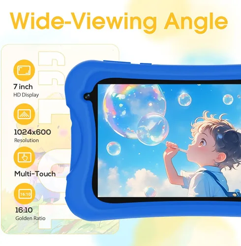 Vista 6 de DigiLand Tablet para niños de 7 pulgadas, Android 15 tabletas con funda protectora, 4 GB de RAM+32 GB de ROM, pantalla IPS de 1024 x 600, cámara