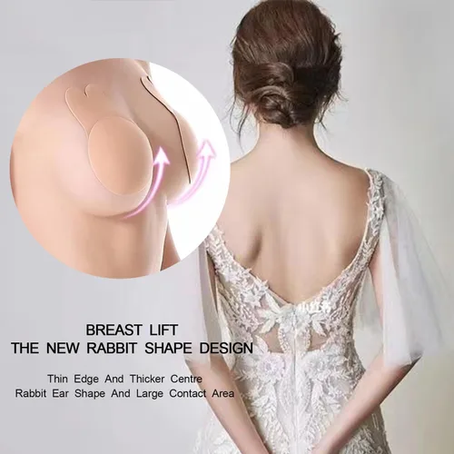 Vista 2 de 3 Pairs 2023 Upgraded Sticky Bra Adhesive Bra Invisible Silicone Bras Backless Bra Strapless Push Up Bras for Women