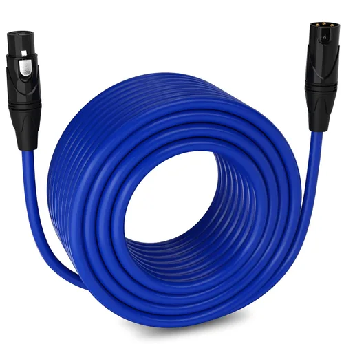 Vista 156 de LyxPro Cable de micrófono XLR hembra a macho de ángulo recto de 3 pines de 1.5 pies para altavoces amplificados, interfaz de audio, rendimiento