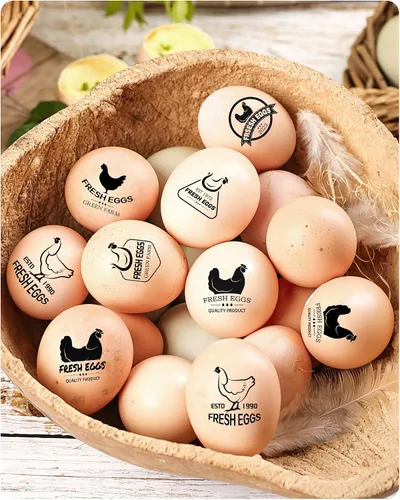 Vista 2 de Sellos de huevos personalizados para huevos frescos, sello personalizado de huevo de pollo con nombre del logotipo, sello de huevo personalizado