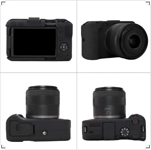 Vista 4 de Funda EOS R50V, funda protectora de silicona suave para cámara digital Canon EOS R50 V, diseño antiarañazos, ajuste delgado, con 2 protectores