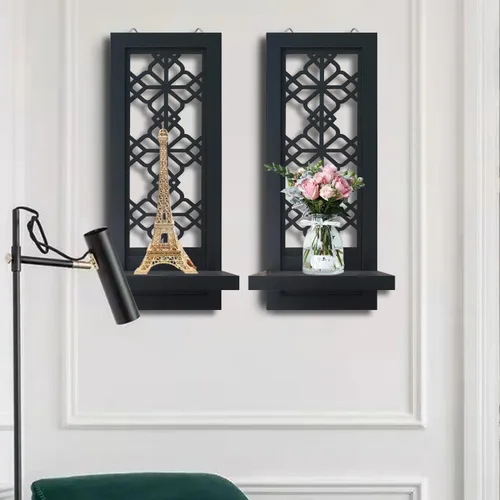 Vista 5 de ZOLAPI Juego de 2 candelabros de vela, aplique de acento de granja, candelabro negro para decoración de pared para decoración del hogar, sala