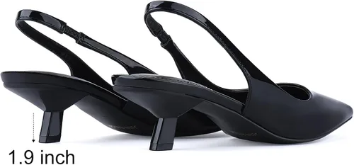 Vista 4 de JENN ARDOR Tacones de gatito cerrados para mujer, con puntera puntiaguda, elásticos, tacones bajos sexys, para novia, boda, invitada de graduación